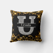 Uイニシャルパーソナライズされたシルバーモノグラムあなたの名前 クッション (裏面)