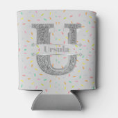 Uイニシャルパーソナライズされたシルバーモノグラムあなたの名前 缶クーラー (裏面)