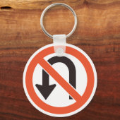 Uターン標識トラフィック安全道路記号 キーホルダー (正面)