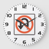 Uターン標識トラフィック安全道路記号 ラージ壁時計 (正面)