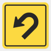 Uターン標識 スクエアシール (正面)