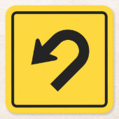 Uターン標識 スクエアペーパーコースター (正面)