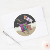 Uピックカラー/カントリーBurlapブラックボードチョーク ラウンドシール (封筒)