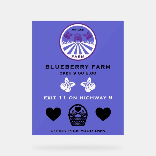 Uピックブルーベリーファームプロモーション アクリルサイン (正面)