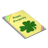 U一突き色の緑の幸運のアイルランド人4の葉のクローバー ノートブック (右側)