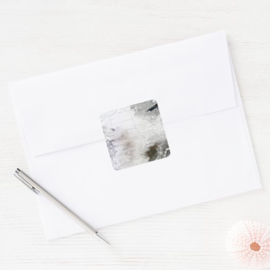 U上空の大規模な冬の嵐の衛星表示 スクエアシール (封筒)