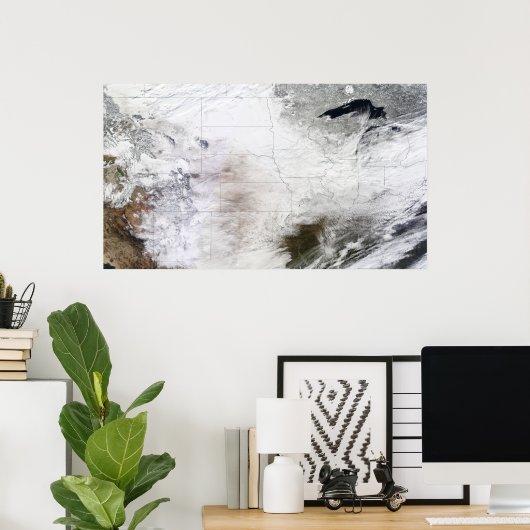 U上空の大規模な冬の嵐の衛星表示 ポスター (ホームオフィス)