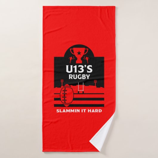 U13ジュニアラグビー選手 バスタオル (バスタオル)