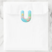 "U" かわいい文字 - 水中海の生き物 スクエアシール (バッグ)
