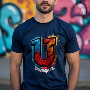 「U」の外観:得カスタマイズ可能なグラフィティモノグラム Tシャツ