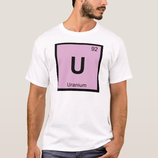 U – ウラン化学周期表記号 Tシャツ (正面)