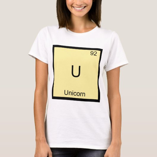 U -ユニコーンおもしろいな化学要素の記号のティー Tシャツ (正面)