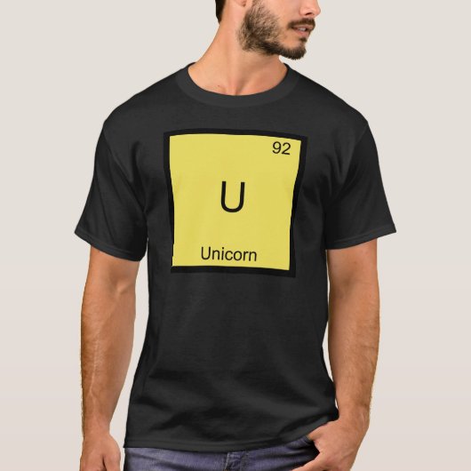 U - ユニコーン おもしろ 化学 元素記号 Tシャツ (正面)