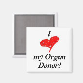 u)私の臓器ドナーのハート- Square Magnet マグネット (正面/裏面)