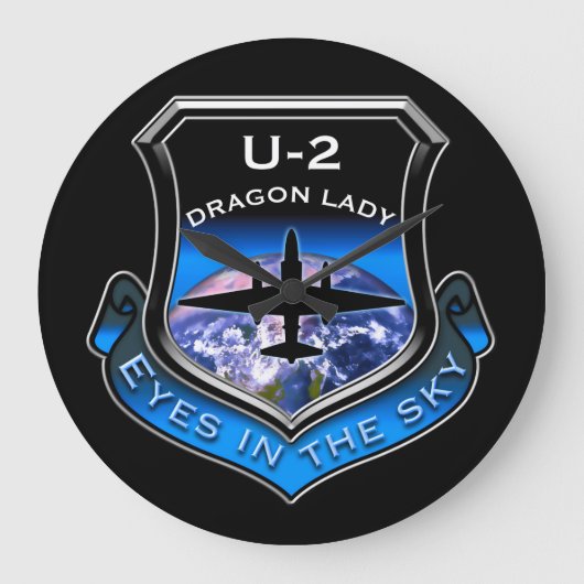U-2スパイ飛行機 ラージ壁時計 (正面)