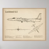 U-2ドラゴンレディ – 飛行機の設計図プランSD ポスター (正面)