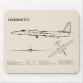U-2ドラゴンレディ – 飛行機の設計図プランSD マウスパッド (正面)