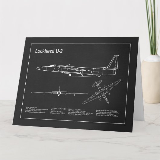 U-2ドラゴンレディ – 飛行機の設計図PD サンキューカード (正面)