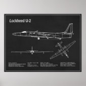 U-2ドラゴンレディ – 飛行機の設計図PD ポスター (正面)