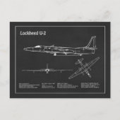U-2ドラゴンレディ – 飛行機の設計図PD ポストカード (正面)