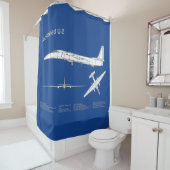 U-2 Dragon Lady – 飛行機の設計図プランABD シャワーカーテン (インサイチュ)