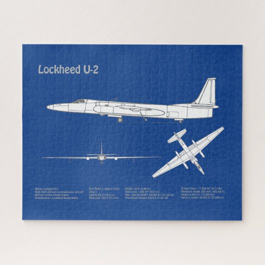 U-2 Dragon Lady – 飛行機の設計図プランABD ジグソーパズル (横)