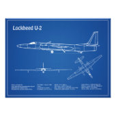 U-2 Dragon Lady – 飛行機の設計図プランAD フォトプリント (正面)