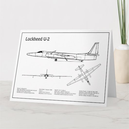 U-2 Dragon Lady – 飛行機設計図プランBD サンキューカード (正面)