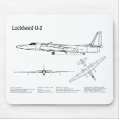 U-2 Dragon Lady – 飛行機設計図プランBD マウスパッド (正面)
