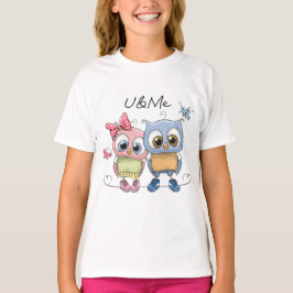 U and Me かわいいフクロウのガールズTシャツ - スイートフレンド Tシャツ