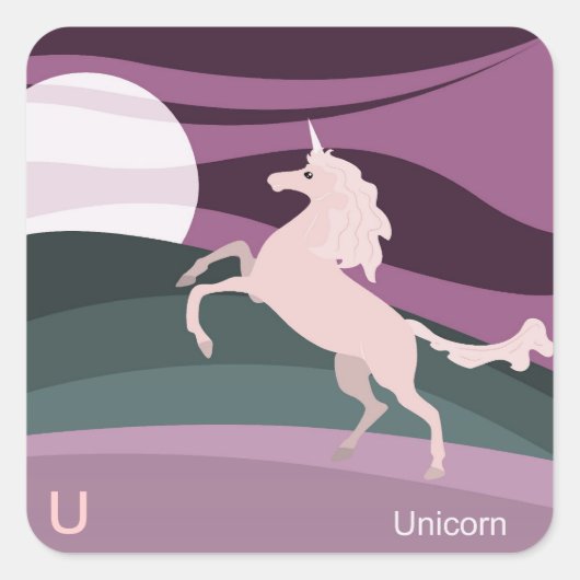 U for unicorn Sticker スクエアシール (正面)