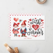 「U Forever」かわいい格言カップルのバレンタインカード ノートカード (正面/裏面インサイチュ)