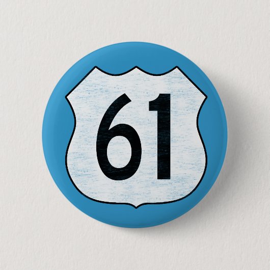 U.S. ハイウェー61のルートの印 缶バッジ (正面)