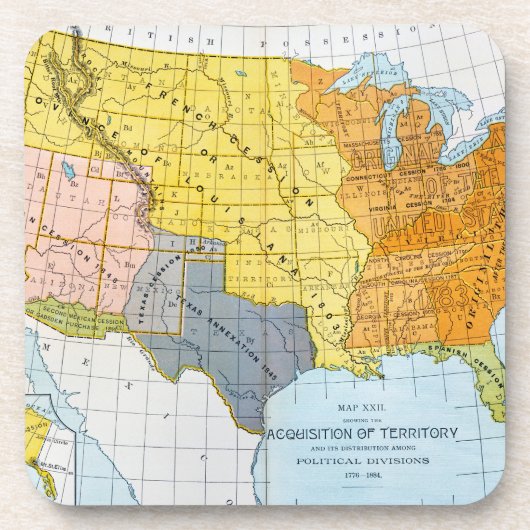 U.S. 地図1776-1884年 コースター (正面)