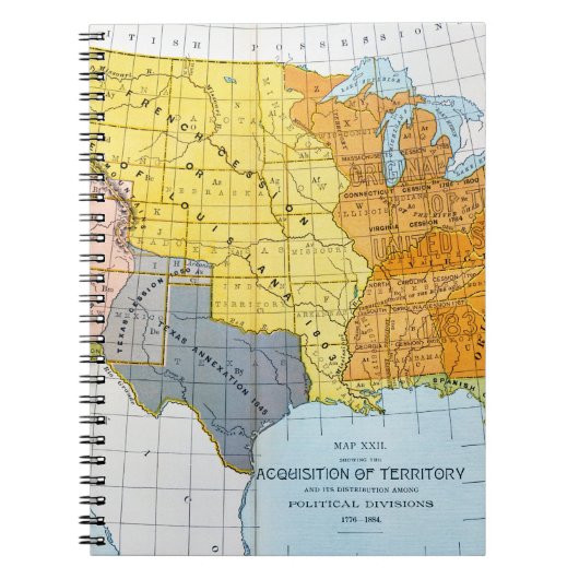 U.S. 地図1776-1884年 ノートブック (正面)