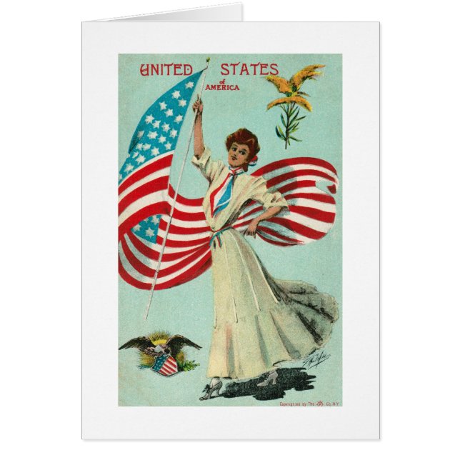 U.S. 女性及び旗、早い1900's (正面)