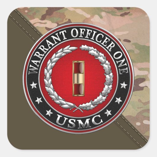 U.S. 海兵隊員: 准尉者(USMC WO-1) [3D] スクエアシール (正面)