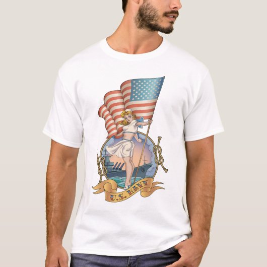 U.S. 海軍レトロのワイシャツ Tシャツ (正面)