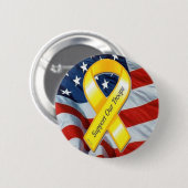 U.S. 軍隊-黄色いリボン及び旗 缶バッジ (正面&裏面)