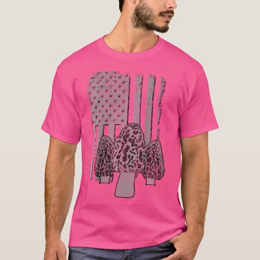 U S Aフラッグモレルキノコ狩り(背面のデザイン) Tシャツ (正面)