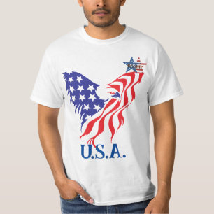"U.S.A." アメリカンハトカモノグラム Tシャツ
