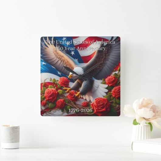 U.S.A. 250th Anniversary Commemorative スクエア壁時計 (ホーム)