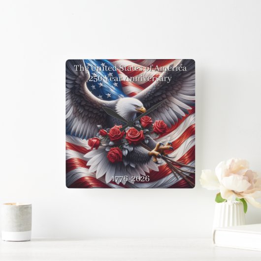 U.S.A. 250th Anniversary Commemorative スクエア壁時計 (ホーム)