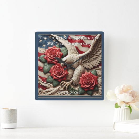 U.S.A. 250th Anniversary Commemorative スクエア壁時計 (ホーム)