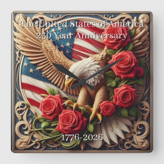 U.S.A. 250th Anniversary Wall Clock スクエア壁時計 (正面)