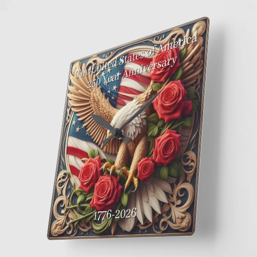 U.S.A. 250th Anniversary Wall Clock スクエア壁時計 (傾斜)