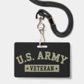 U.S. Army Veteran Veterans America American Flag バッジ (正面（ネックストラップ付）)