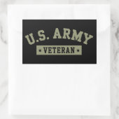 U.S. Army Veteran Veterans America American Flag 長方形シール (バッグ)