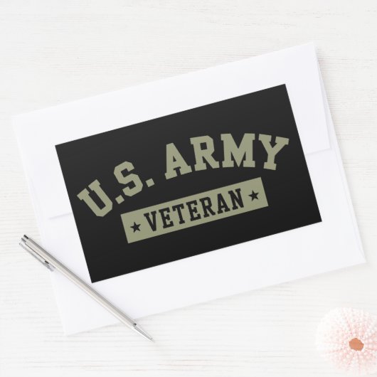 U.S. Army Veteran Veterans America American Flag 長方形シール (封筒)