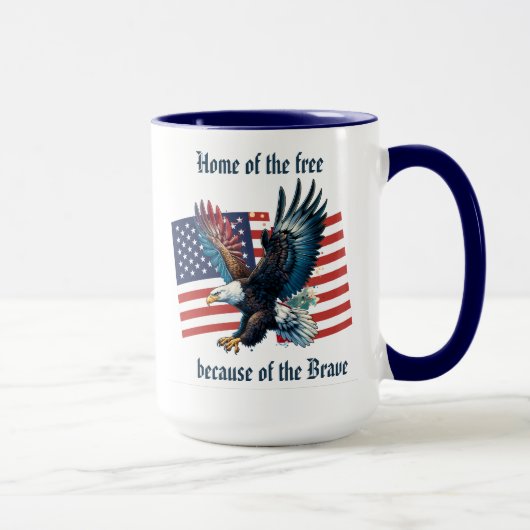 「U.S. Flag with Eagle」カスタマイズ可能 マグカップ (右)